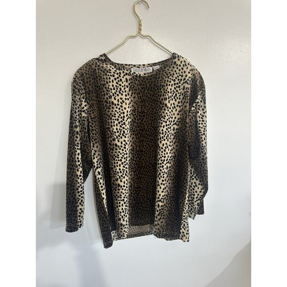 Vintage 80s Women’s Needle And Threads Leopard Sweater Retro Shoulder Pads Large - Picture 1 of 3